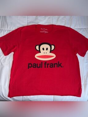Red Paul Frank Julius Face Short Sleeve Cropped Tee - Large